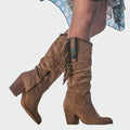 BOTINES BOHO-WESTERN CON FLECOS Y TURQUESA