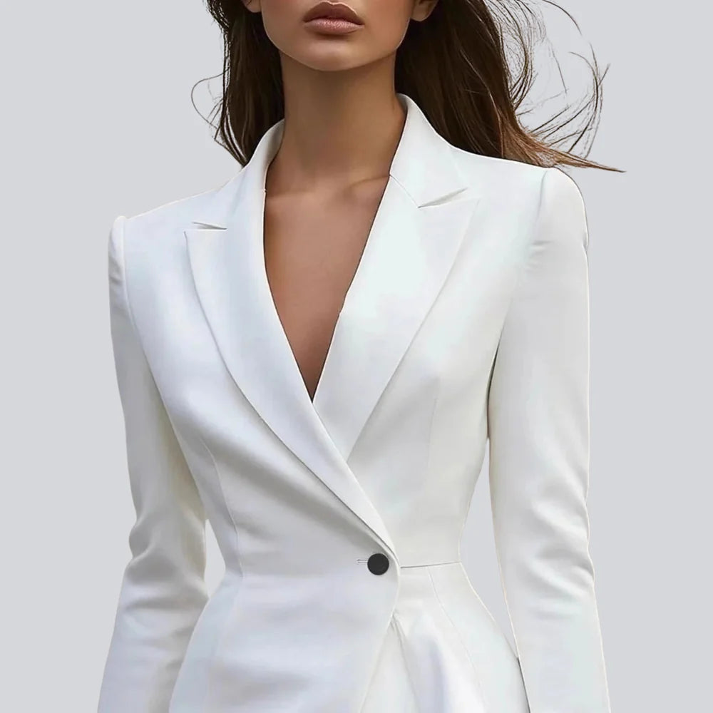 Minivestido Blazer Asimétrico De Mujer – Estilo Elegante Para Ocasiones Especiales Con Detalle Drapeado