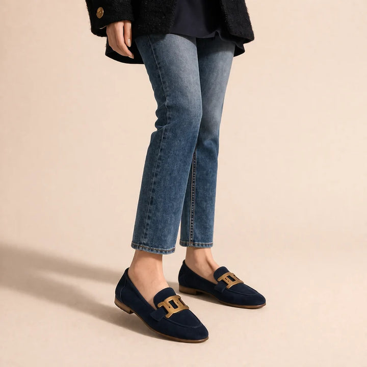 Mocasines Femeninos Clásicos Con Detalle Metálico Para Confort