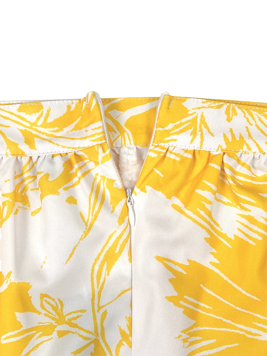 MACACO SOLTO SEM MANGAS, ESTAMPADO FLORAL PLISSADO E BOLSOS - DECOTE CABIDE