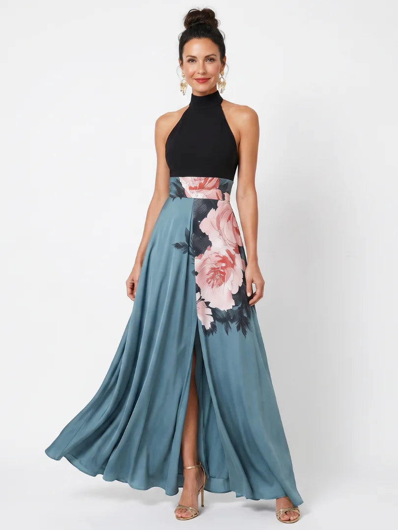 Olga - Vestido Maxi Floral Con Corpío Halter