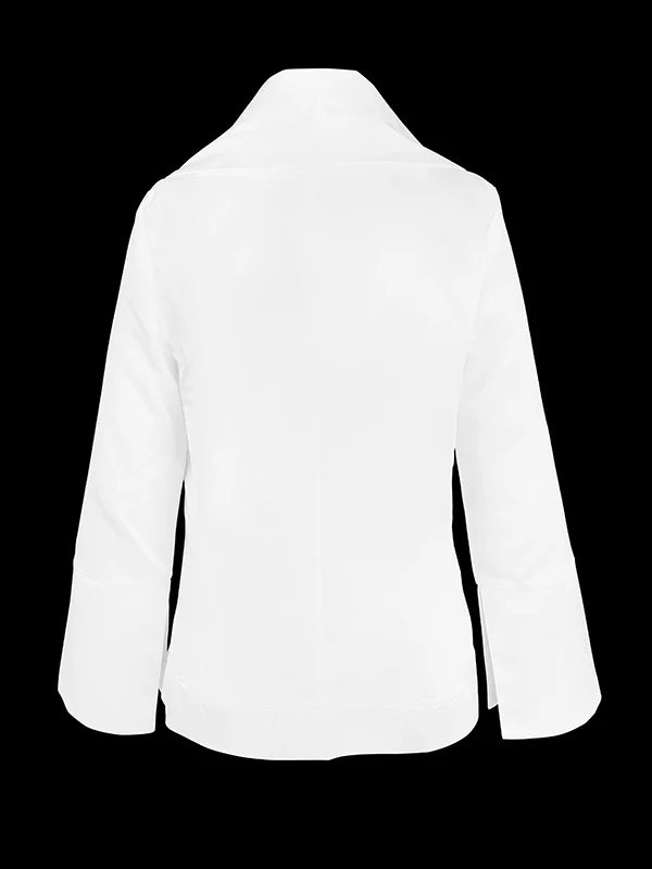 Blusa Suelta Manga Larga Con Botones Y Cuello Alto