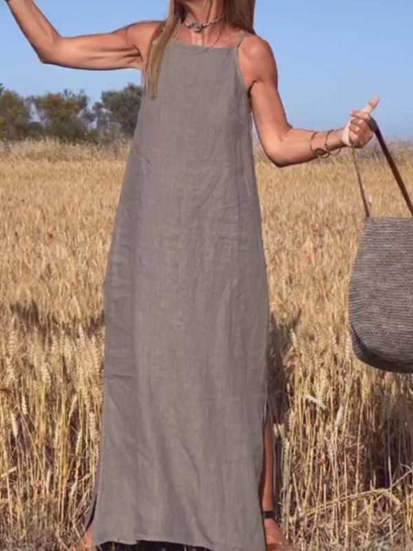 Women's Casual Cotton and Linen Long Dress
