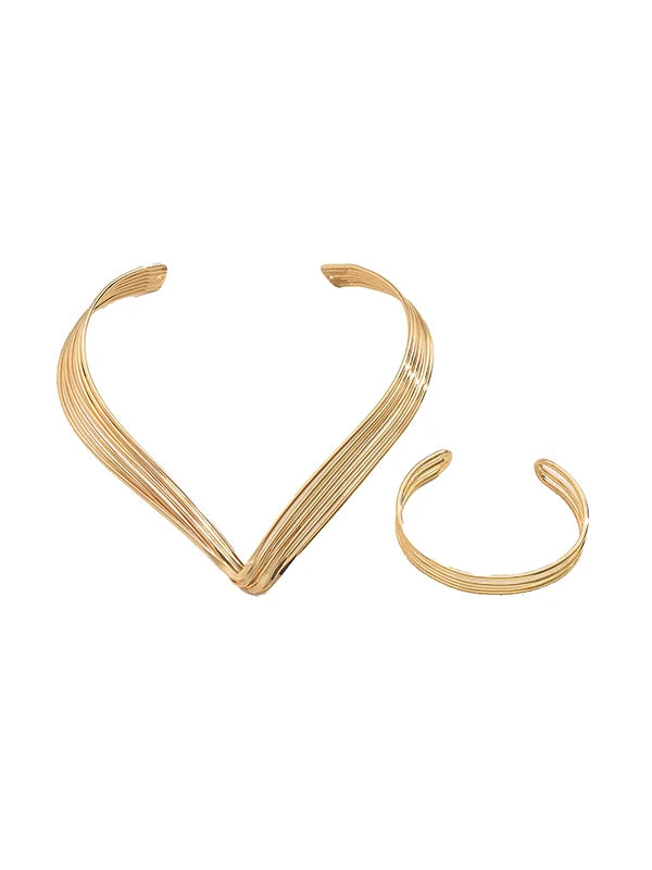 Conjunto De Collar Y Pulsera Geométrico (2 Pcs)