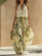 Livia | Conjunto fluido con estampado de lirios y diseño elegante