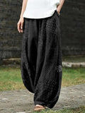 PANTALONES CASUALES DE MEZCLA DE LINO CON ARTE TRADICIONAL JAPONÉS SASHIKO