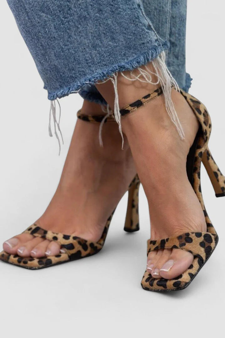 Julia - Sandalias De Tacón Alto Con Estampado Leopardo