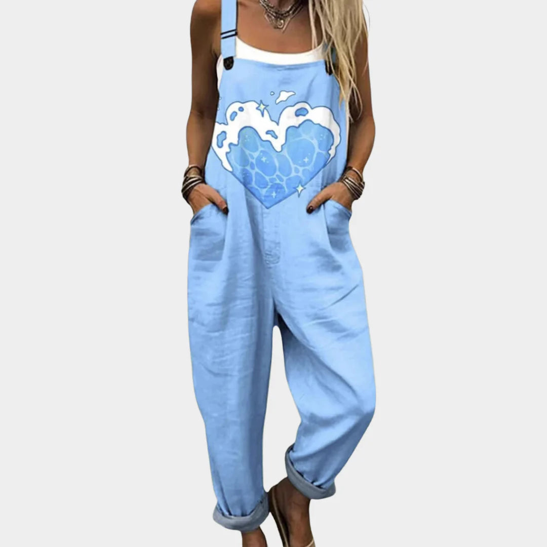 Macacão Estampado Confortável - Azul