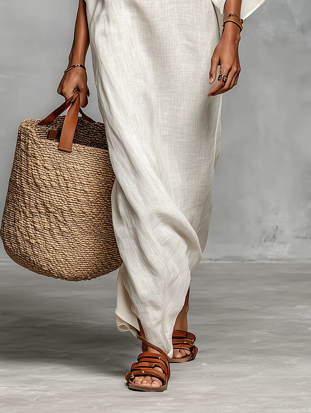 Amelia - Vestido Maxi Feminino Minimalista de Linho