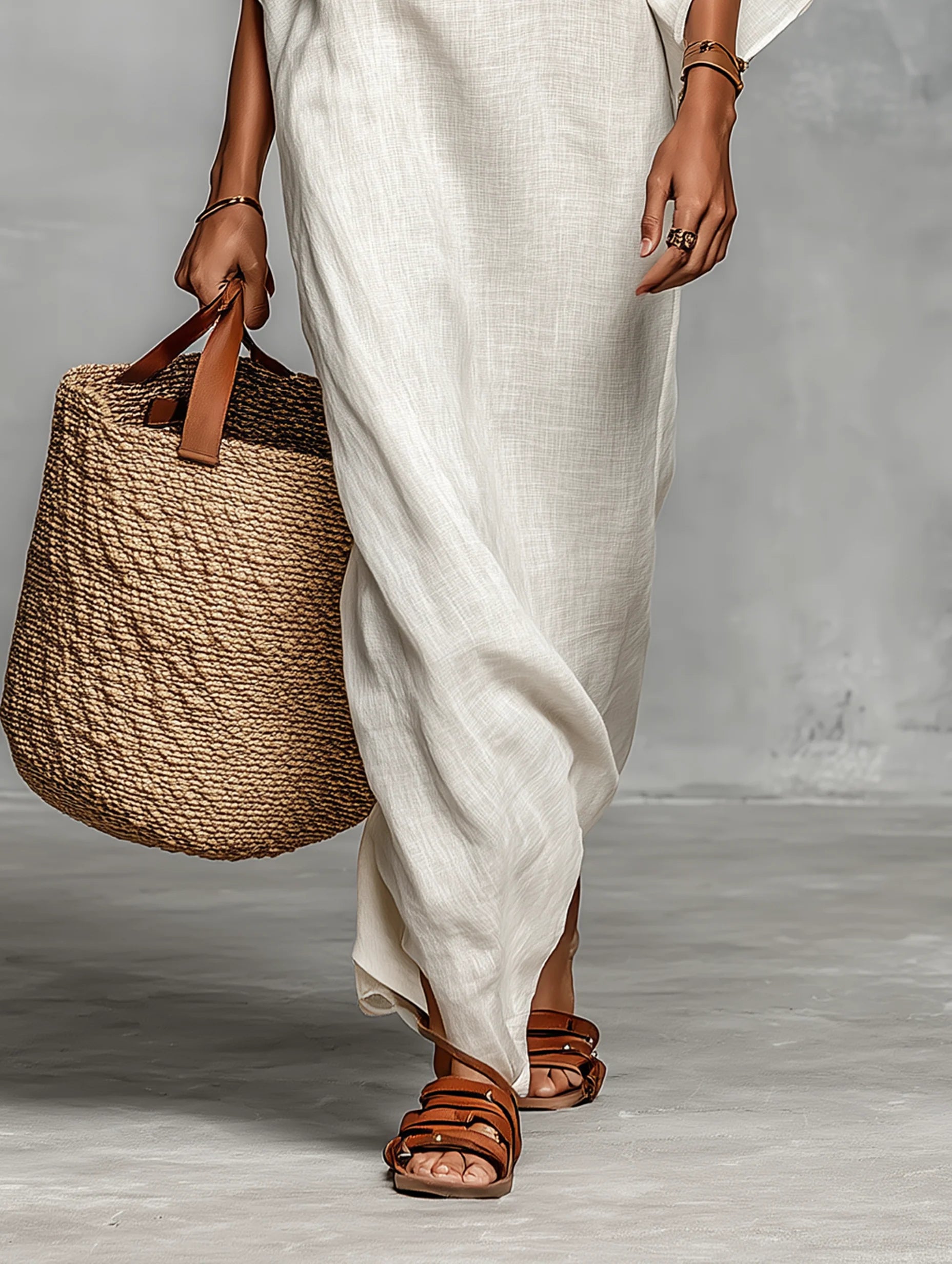 Amelia - vestido maxi femenino minimalista de lino