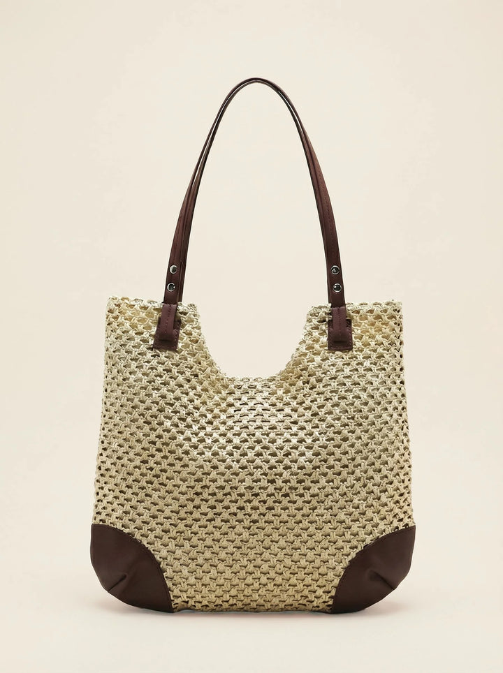 Bolso Tote De Hombro Tejido Con Calado