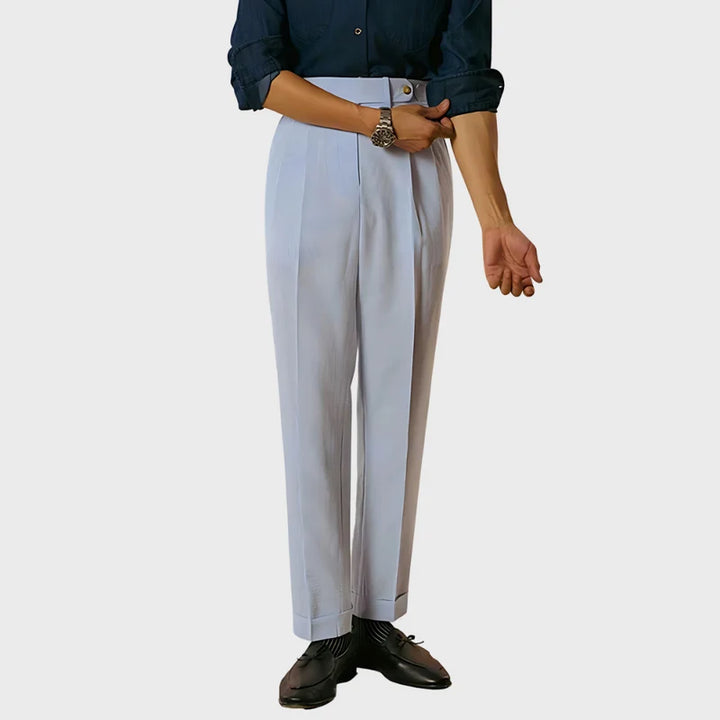 Pantalones Con Pliegues De Cintura Alta Para Hombre - Ajuste Estructurado Tailor Made