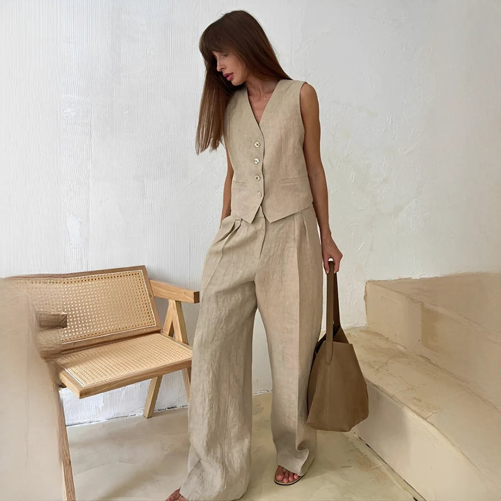 Eunise - Conjunto Elegante De Top Y Pantalones