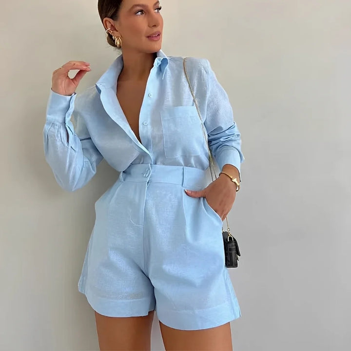 Yasin - Conjunto De Shorts Holgados De Manga Larga
