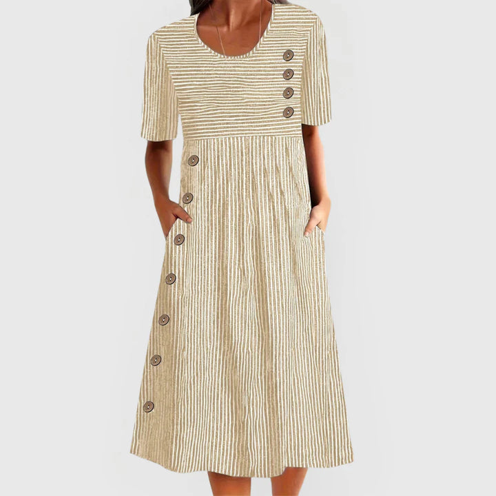 Sofia - Vestido Midi Transpirable De Rayas
