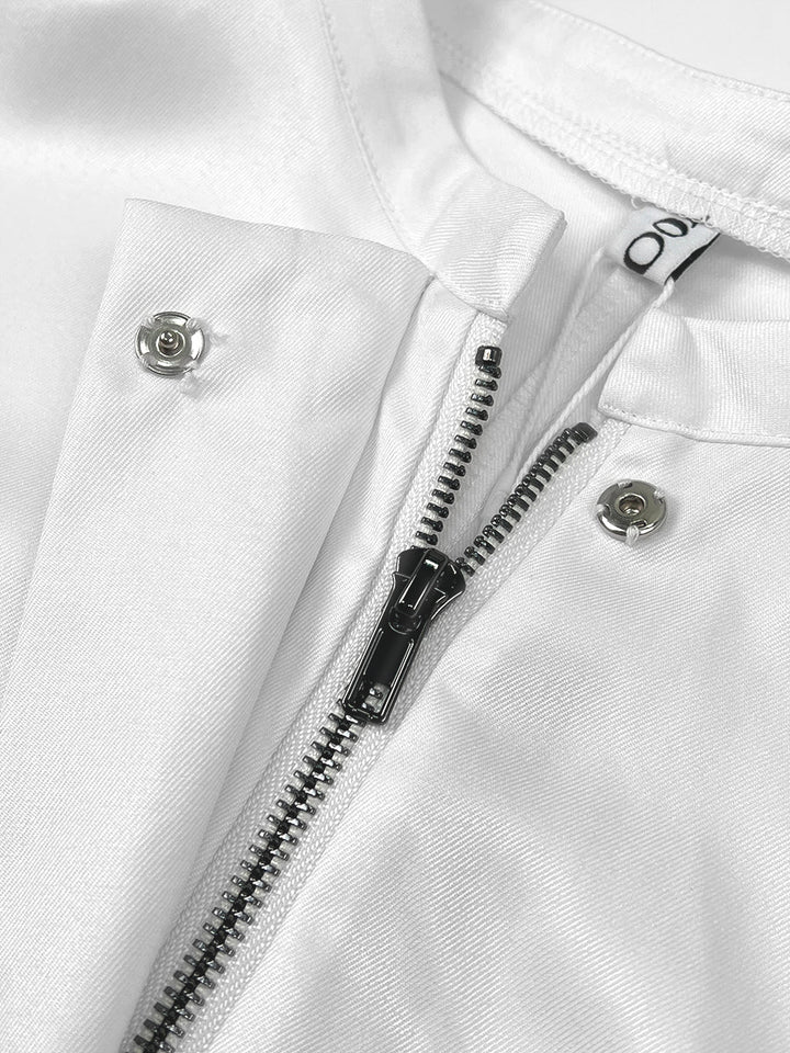 Mono Holgado De Cintura Alta Con Estampado Floral, Plisado, Bolsillos Y Cuello Redondo