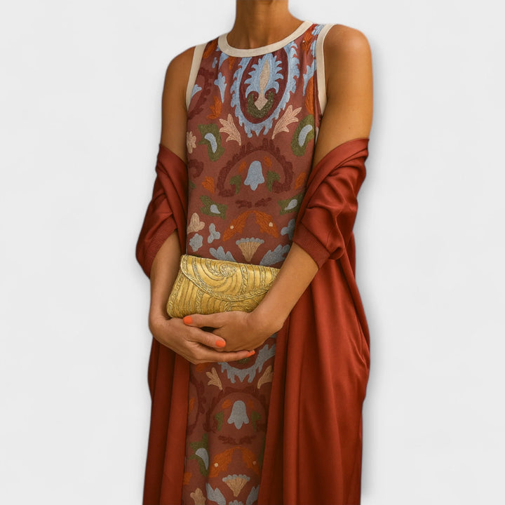 Rafaela – vestido comprido elegante com xale a condizer