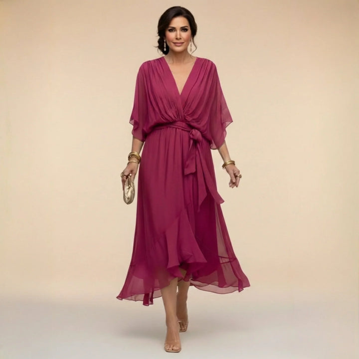 Monica | Vestido De Chiffon Com Decote Em V