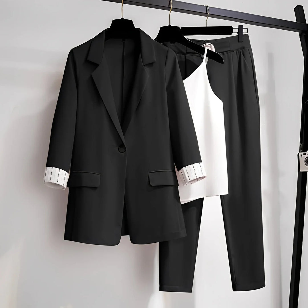 Paula - Conjunto De Blazer Elegante De Tres Piezas Para Mujer