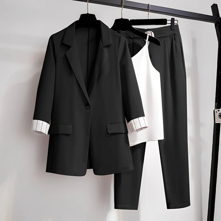 Paula - Conjunto De Blazer Elegante De Tres Piezas Para Mujer
