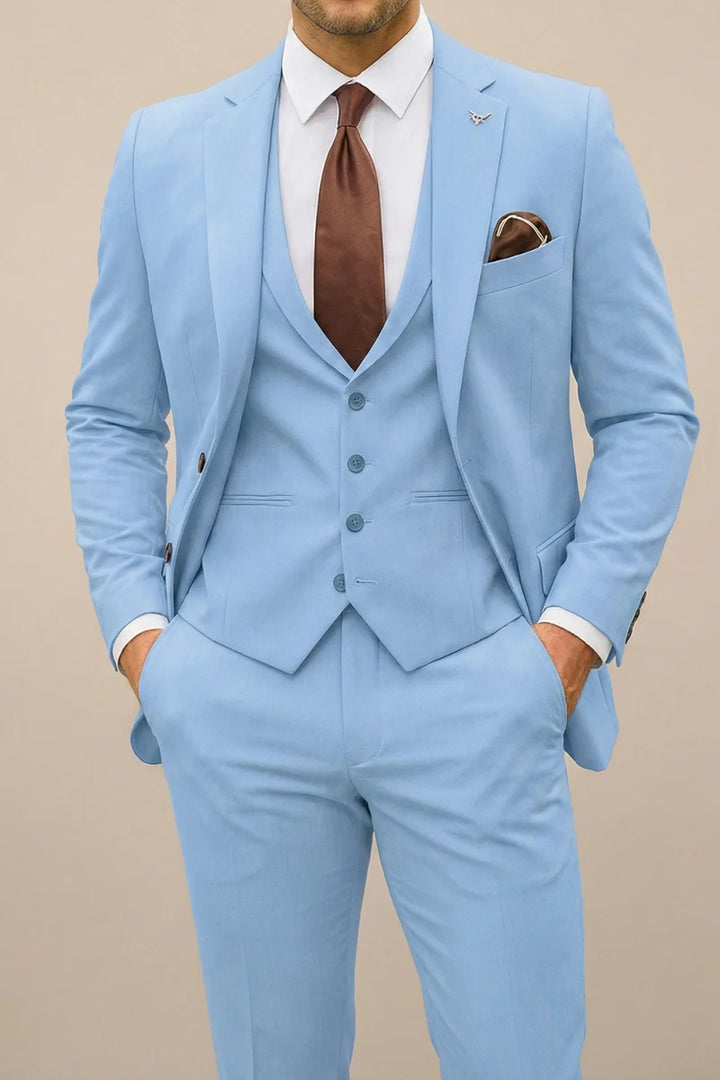 Traje De Hombre De Corte Ajustado Con Tres Piezas Estilo Primaveral Elegante Para Bodas Y Negocios