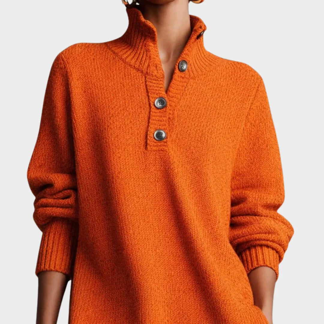 Nancy | Elegant Button-Up Winter Midi Dress