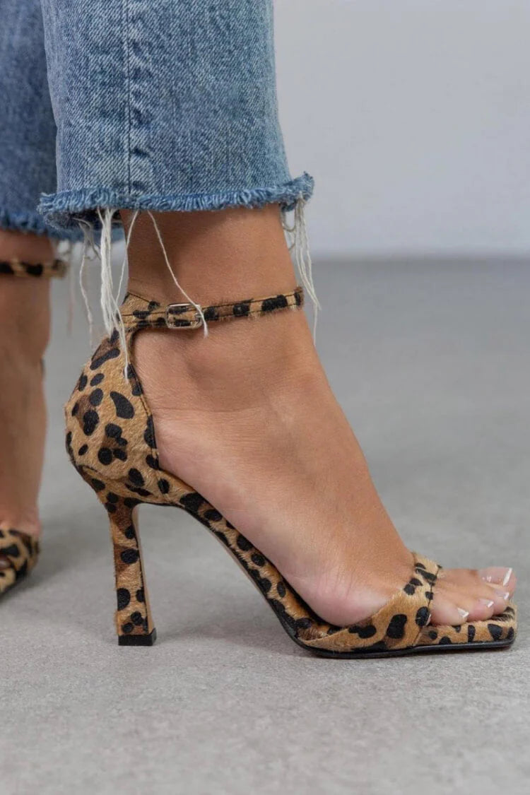 Julia - Sandalias De Tacón Alto Con Estampado Leopardo