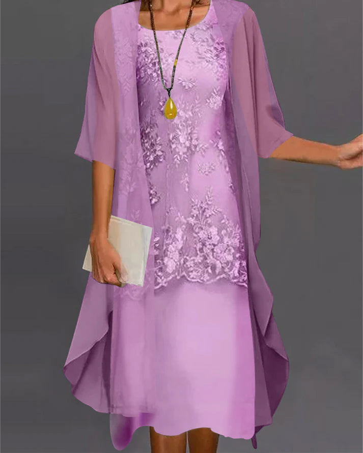 Chona | elegante vestido de dos piezas de chiffon