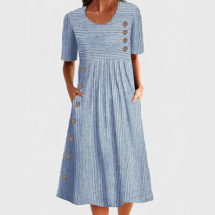 Sofia - Vestido Midi Transpirable De Rayas