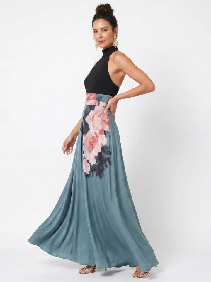 Olga - Vestido Maxi Floral Con Corpío Halter