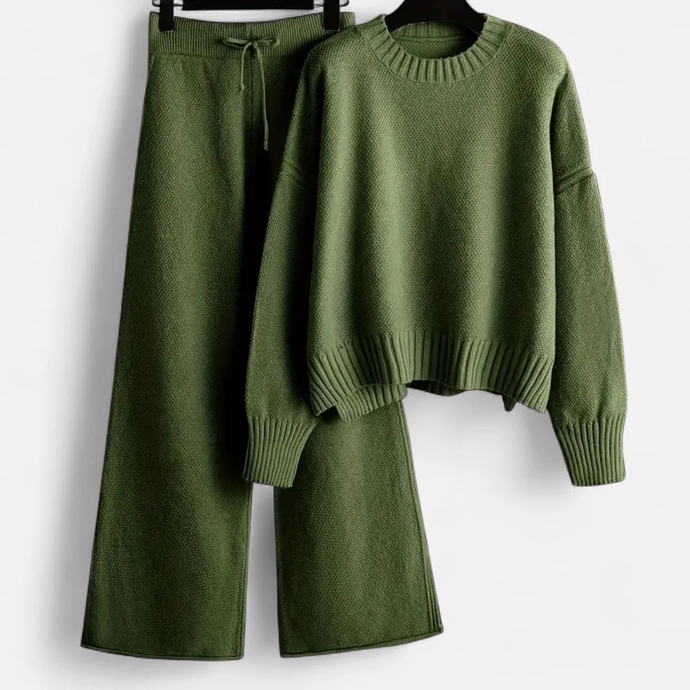 Natalia - Conjunto De Jersey De Punto Y Pantalón De Pierna Ancha Para Mujer
