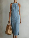 Júlia - vestido de denim con encaje retro