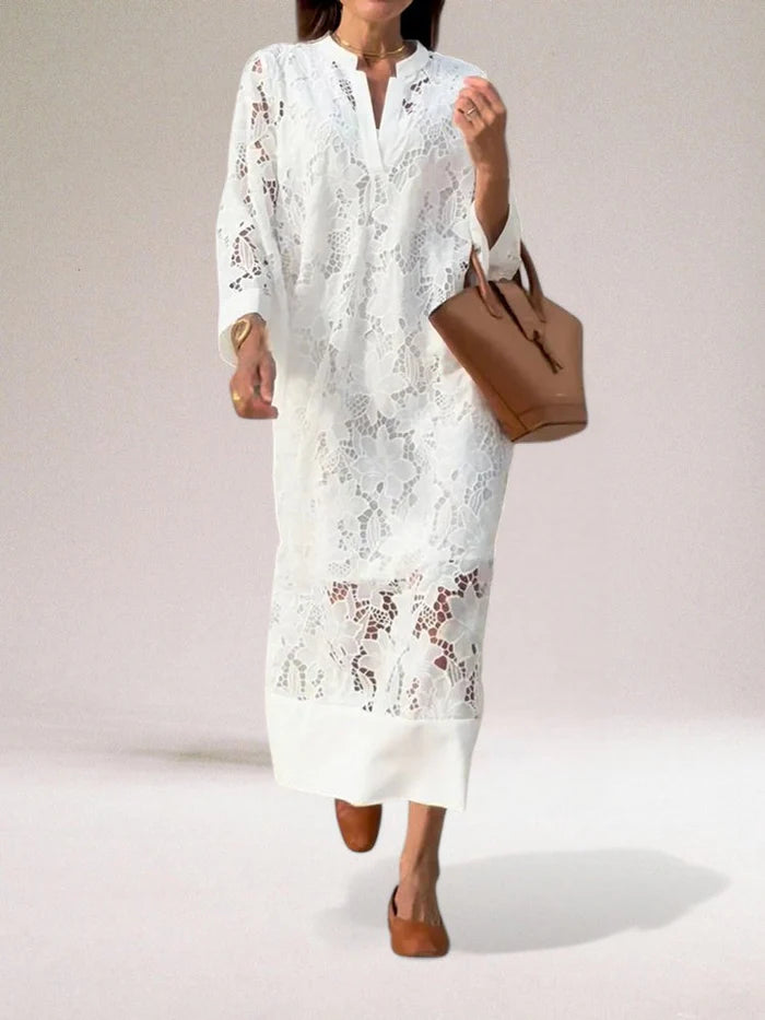 Jennylyn - Vestido Maxi Mujer En Encaje Boho Verano Transpirable