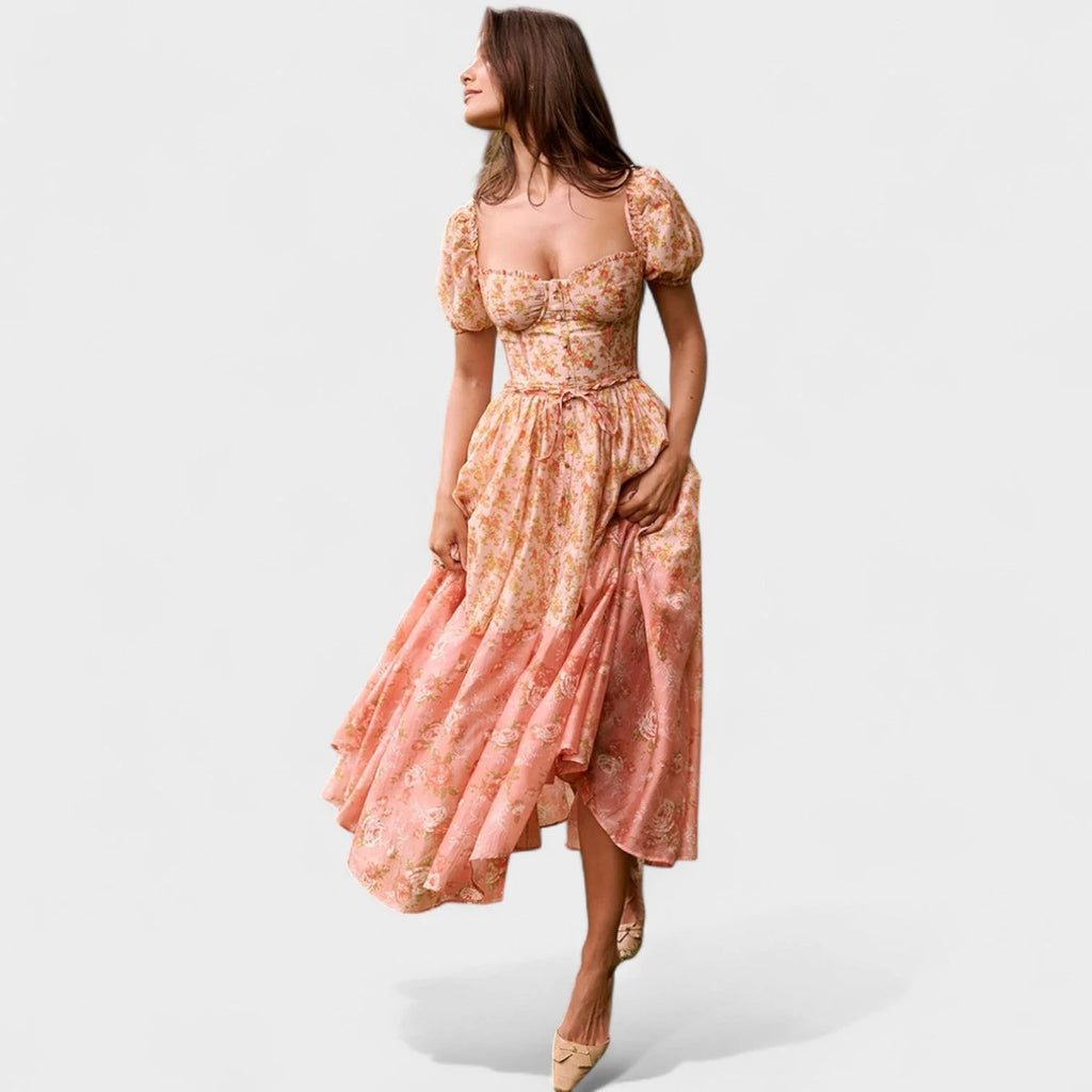Valentina - vestido floral coral