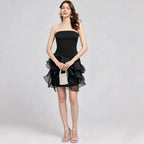 Vestido mini strapless con volantes asimétricos k26051306