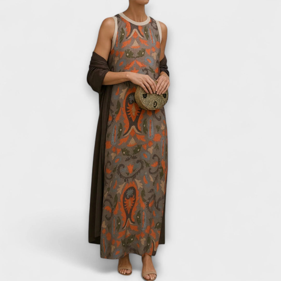 Rafaela – vestido comprido elegante com xale a condizer