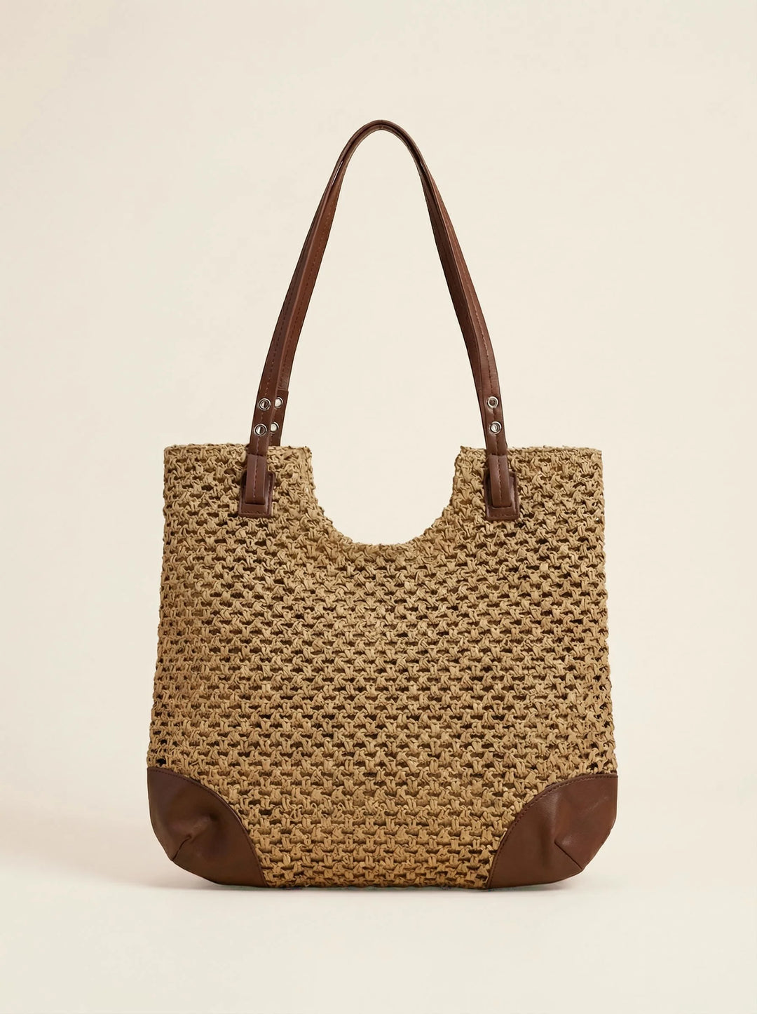 Bolso Tote De Hombro Tejido Con Calado
