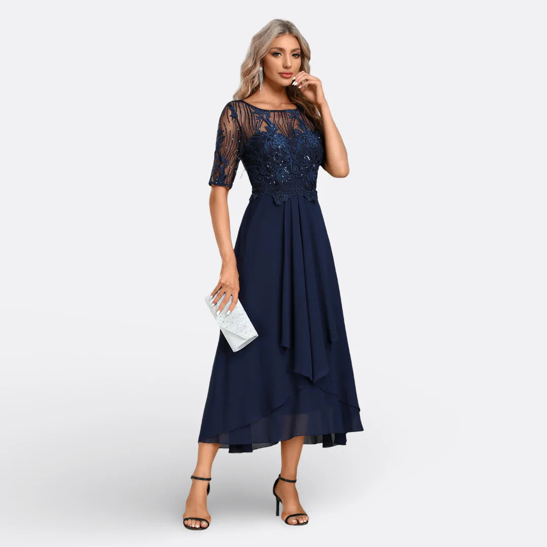 MARIANA - VESTIDO DE ENCAJE Y MANGA CORTA