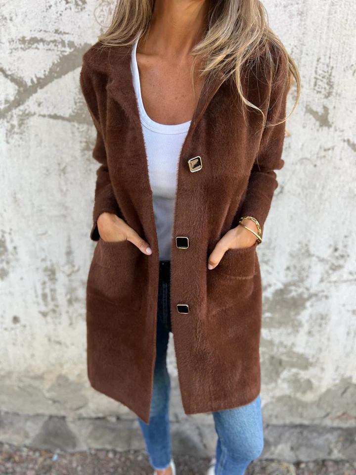 Philippa | Women's Long Coat — Elegant Straight Cut and Soft, Comfortable Fabric