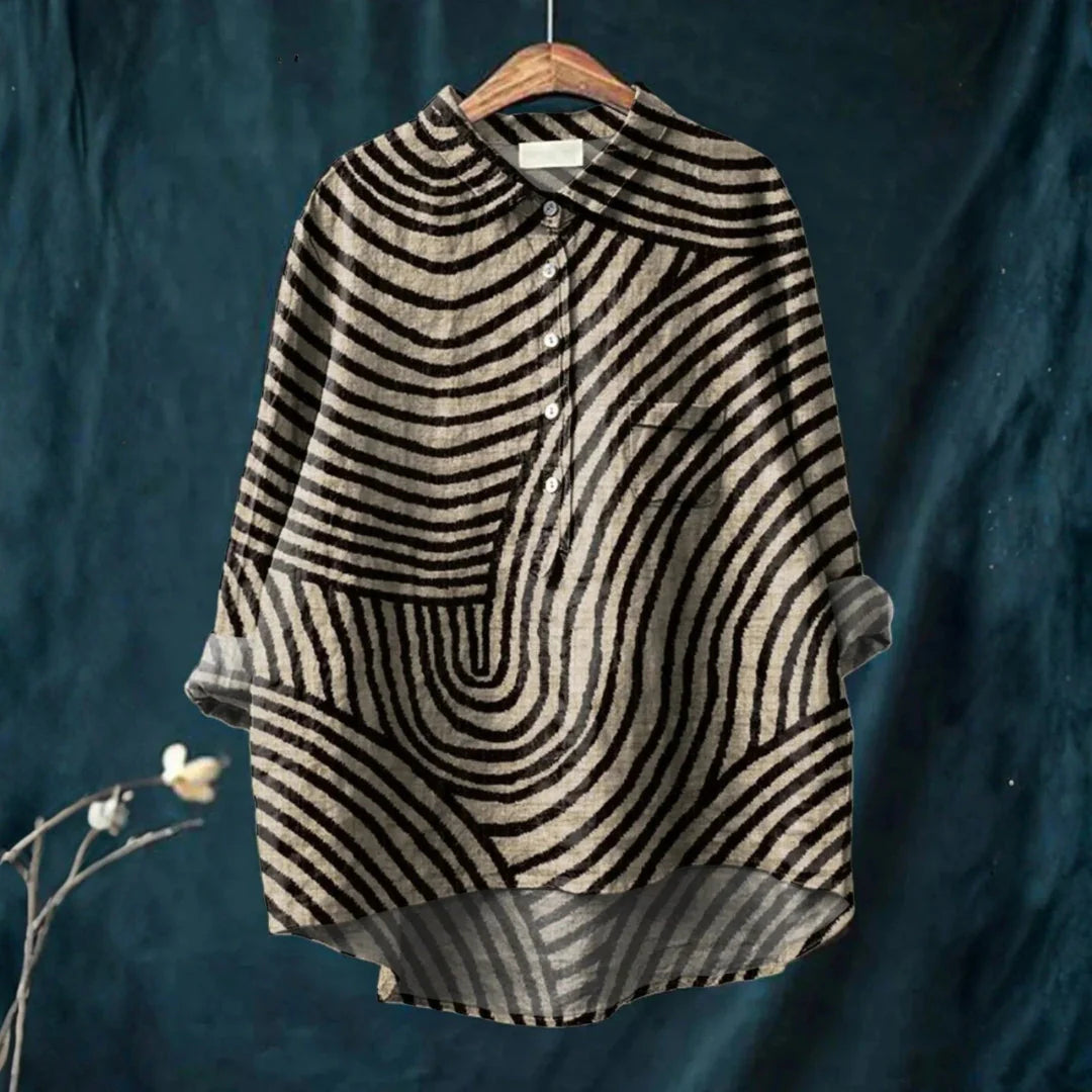 Marta - Camisa Casual com Padrão Circular