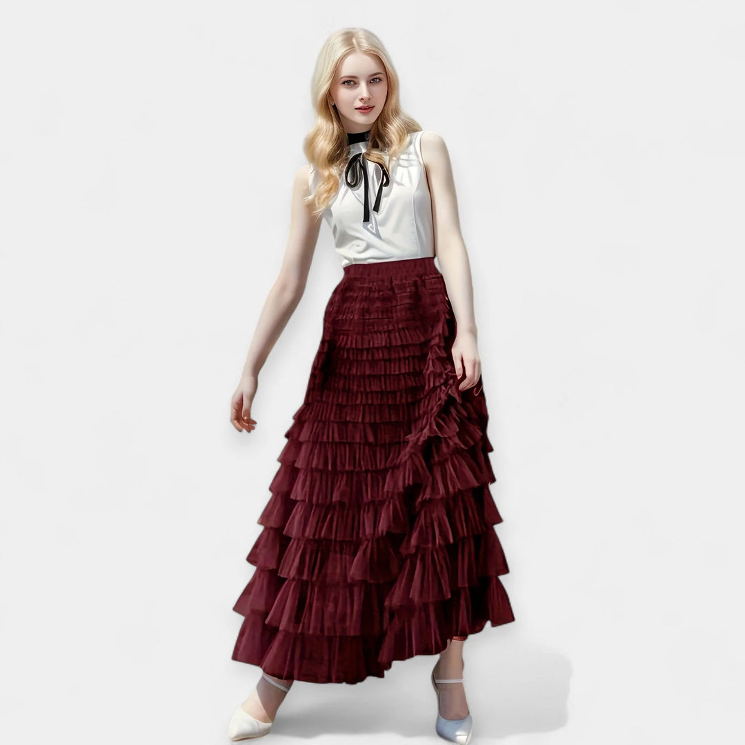 Saia Elegante Com Detalhe de Tule