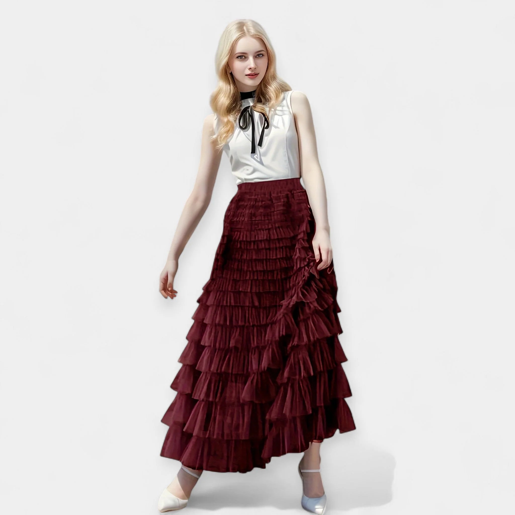 Falda Elegante con Detalle de Tul
