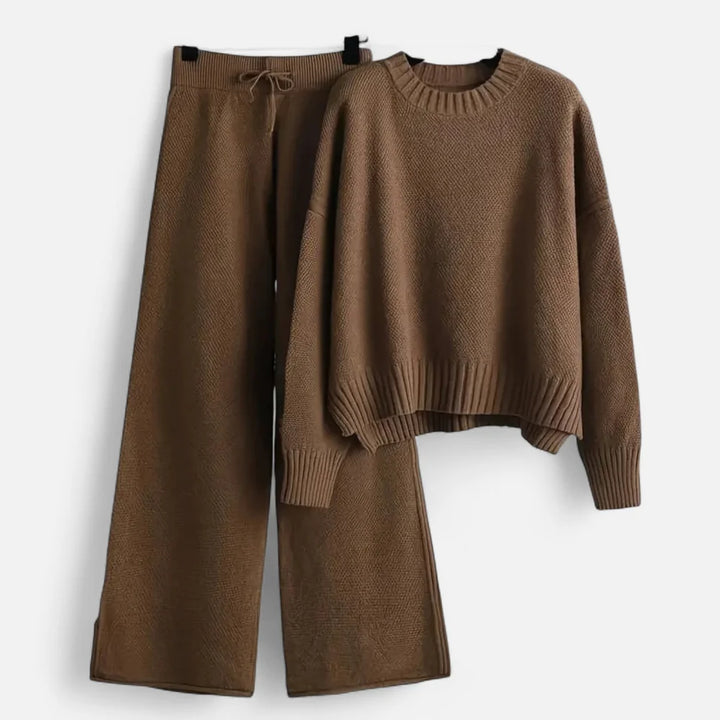 Natalia - Conjunto De Jersey De Punto Y Pantalón De Pierna Ancha Para Mujer