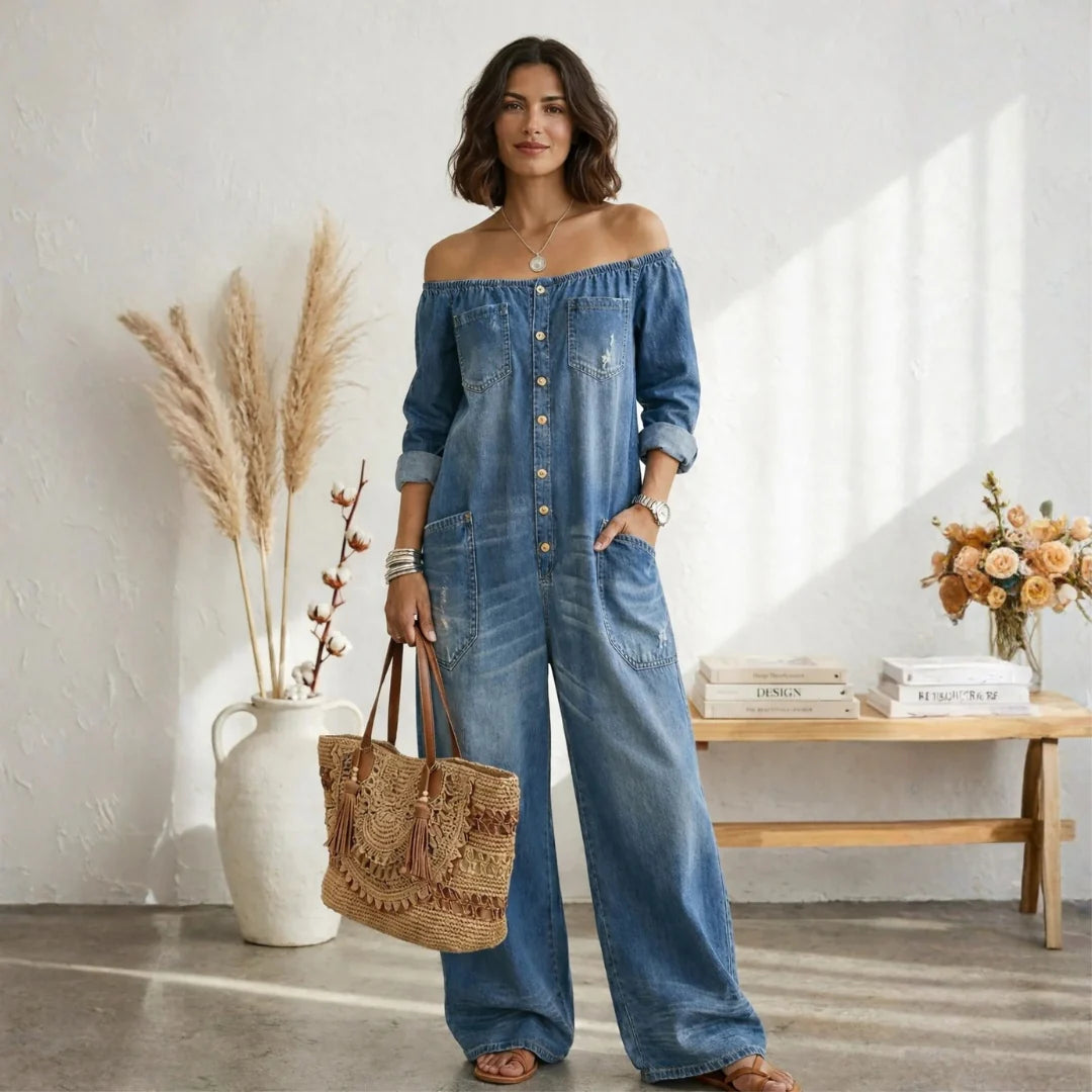 MARIA - MONO DE DENIM CON HOMBROS AL AIRE