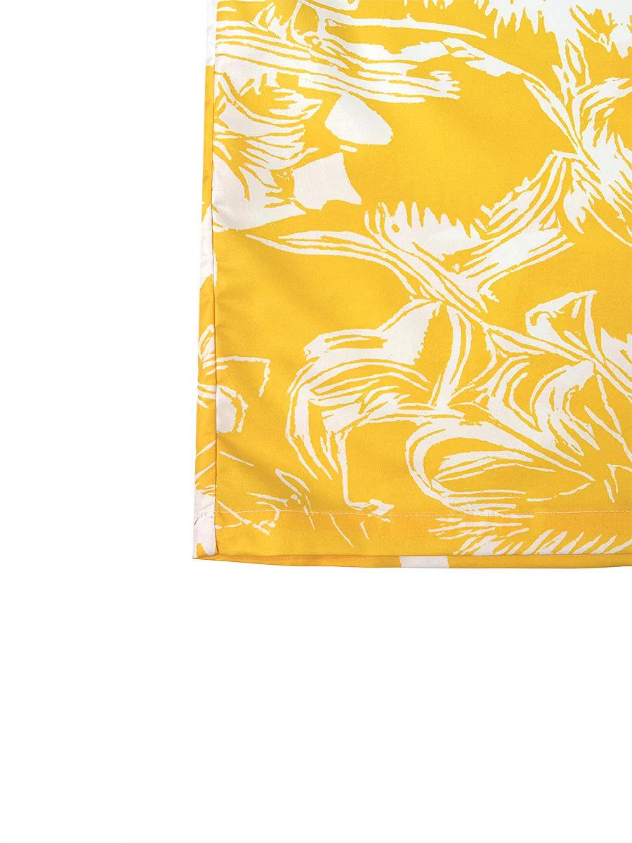 MACACO SOLTO SEM MANGAS, ESTAMPADO FLORAL PLISSADO E BOLSOS - DECOTE CABIDE