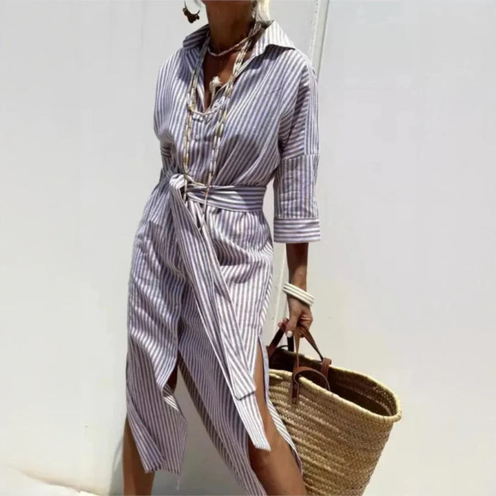 Jonás | Vestido-camisa Rayado Clásico Para Mujer
