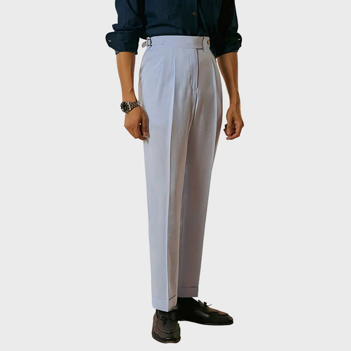 Pantalones Con Pliegues De Cintura Alta Para Hombre - Ajuste Estructurado Tailor Made