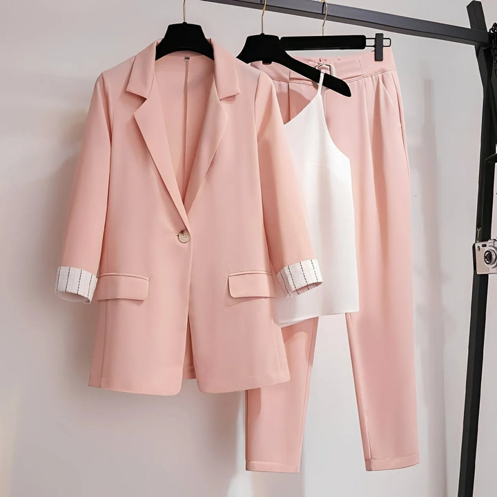 Paula - Conjunto De Blazer Elegante De Tres Piezas Para Mujer