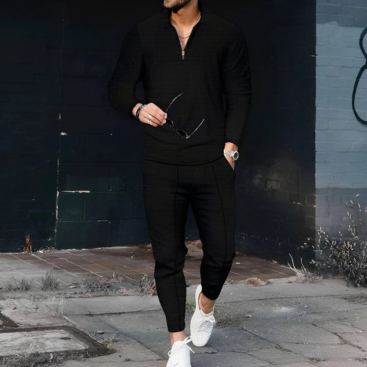 Andrew - Chándal Elegante Con Patrón Waffle Para Hombre