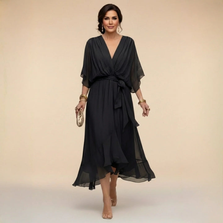 Monica | Vestido De Chiffon Com Decote Em V